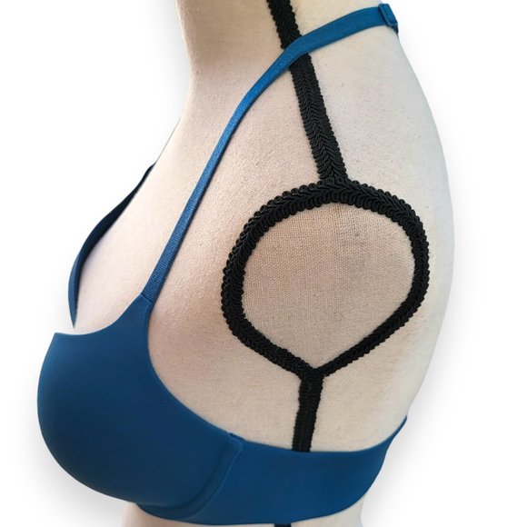 Victoria's Secret Perfect Shape Lined Racerback Demi Bra 34D Blue - Picture 5 of 11